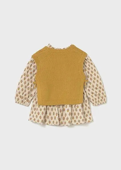 2913 VESTITO CON GILET TRICOT MIELE MAYORAL