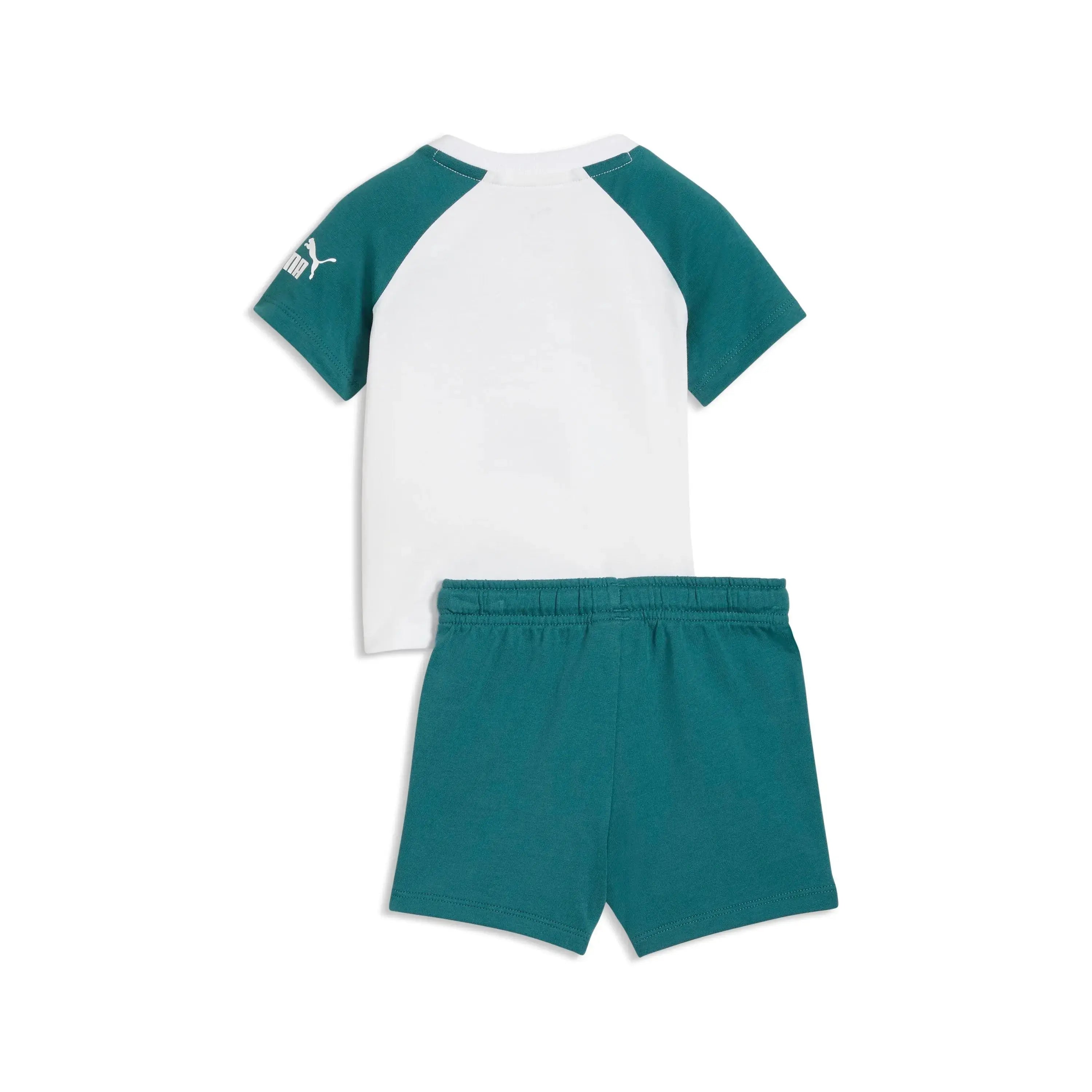 693289 SUPER TEE AND SHORT SET BIANCO/VERDE SMERALDO PUMA