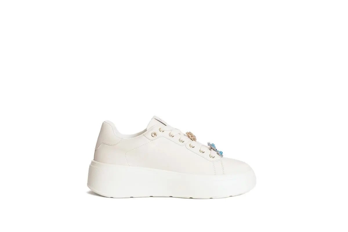 GB916 SNEAKERS PALATFORM CON DETTAGLIO GIOIELLO PANNA GOLD&GOLD