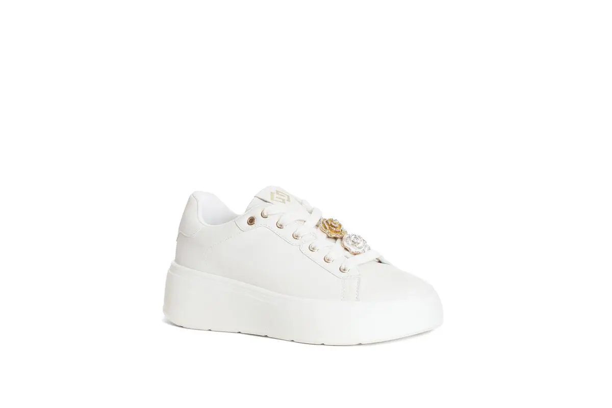 GB916 SNEAKERS PALATFORM CON DETTAGLIO GIOIELLO PANNA GOLD&GOLD