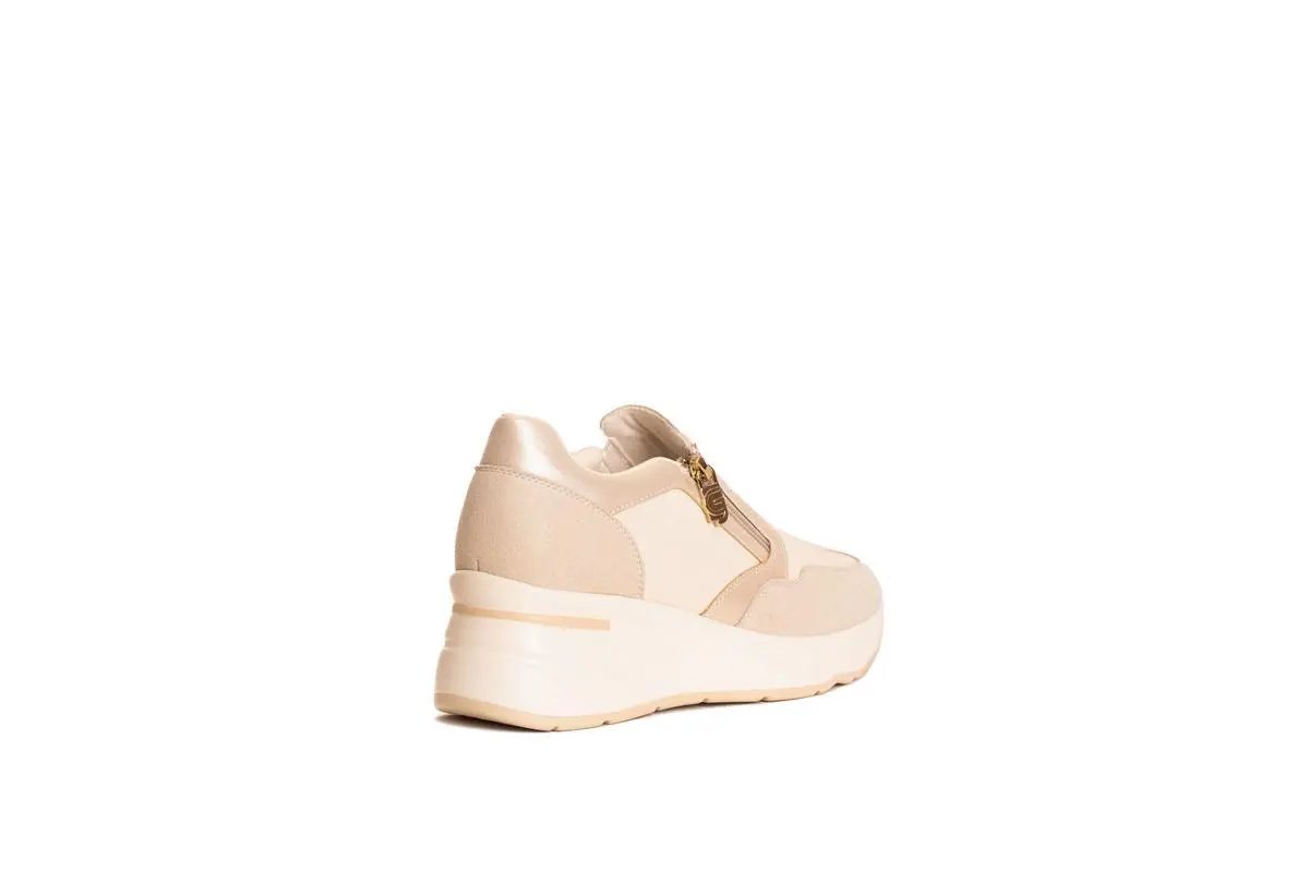 GB926 SNEAKERS SLIP-ON CON ZIP LATERALI BEIGE GOLD&GOLD