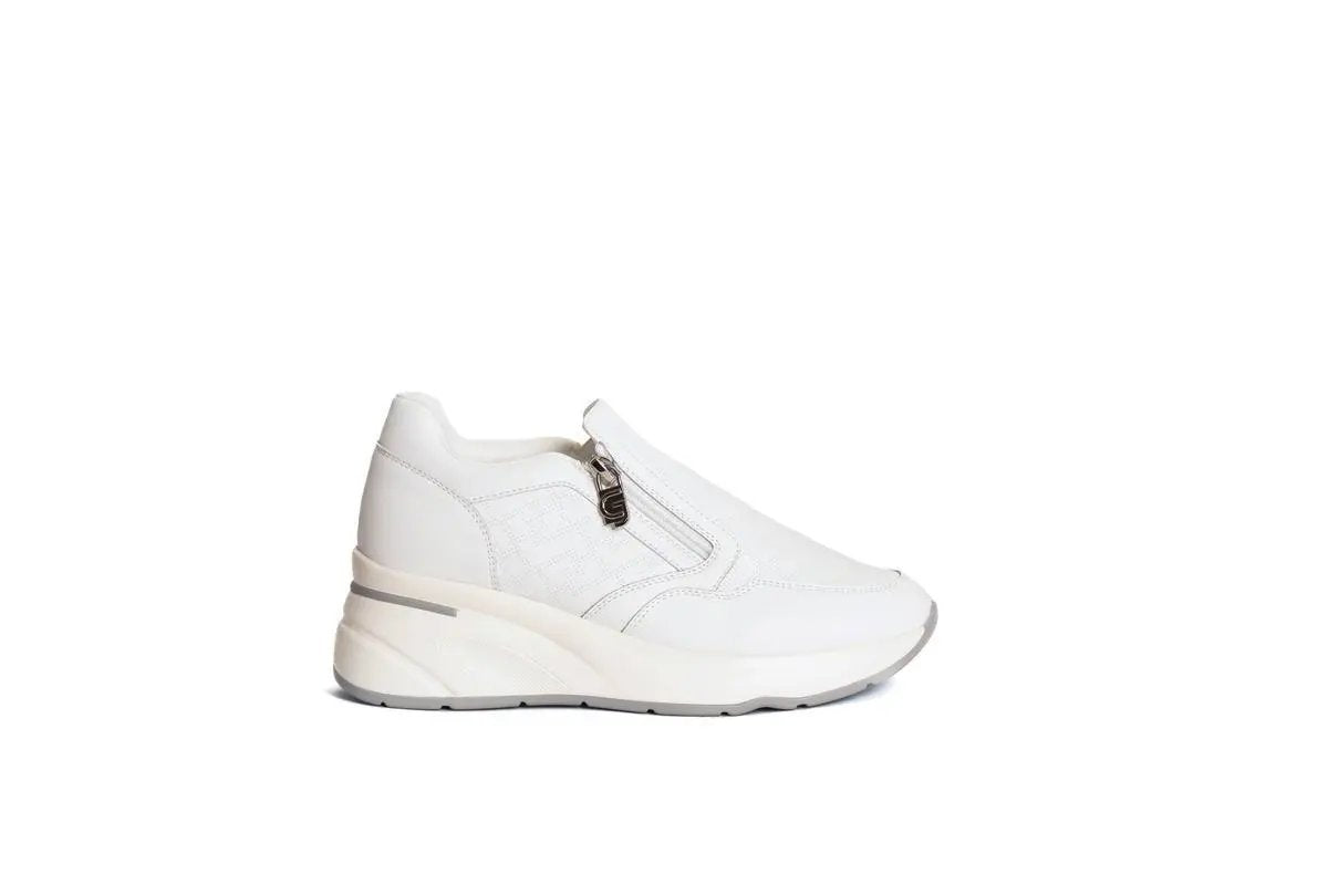GB926 SNEAKERS SLIP-ON CON ZIP LATERALI BIANCO GOLD&GOLD