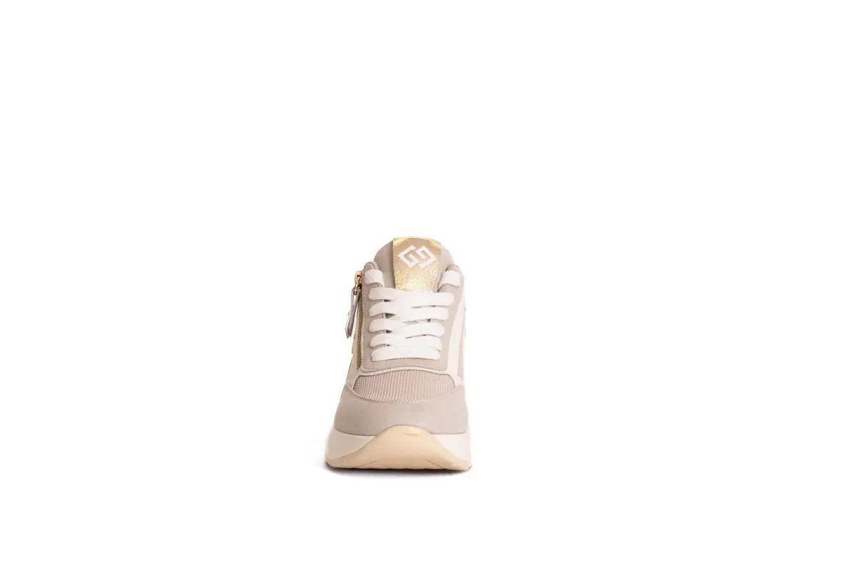GB935 SNEAKERS CON DETTAGLI IN TESSUTO BEIGE GOLD&GOLD