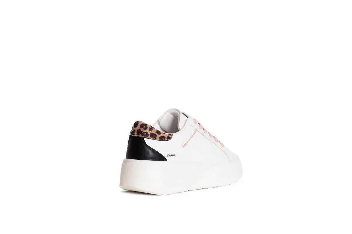 GB948 SNEAKERS CON DETTAGLIO ANIMALIER BIANCO GOLD&GOLD