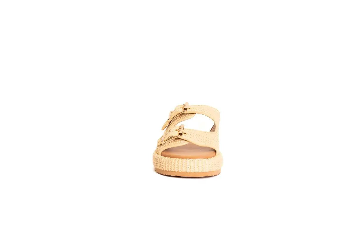GC768 CIABBATA CON DOPPIA FIBBIA BEIGE GOLD&GOLD