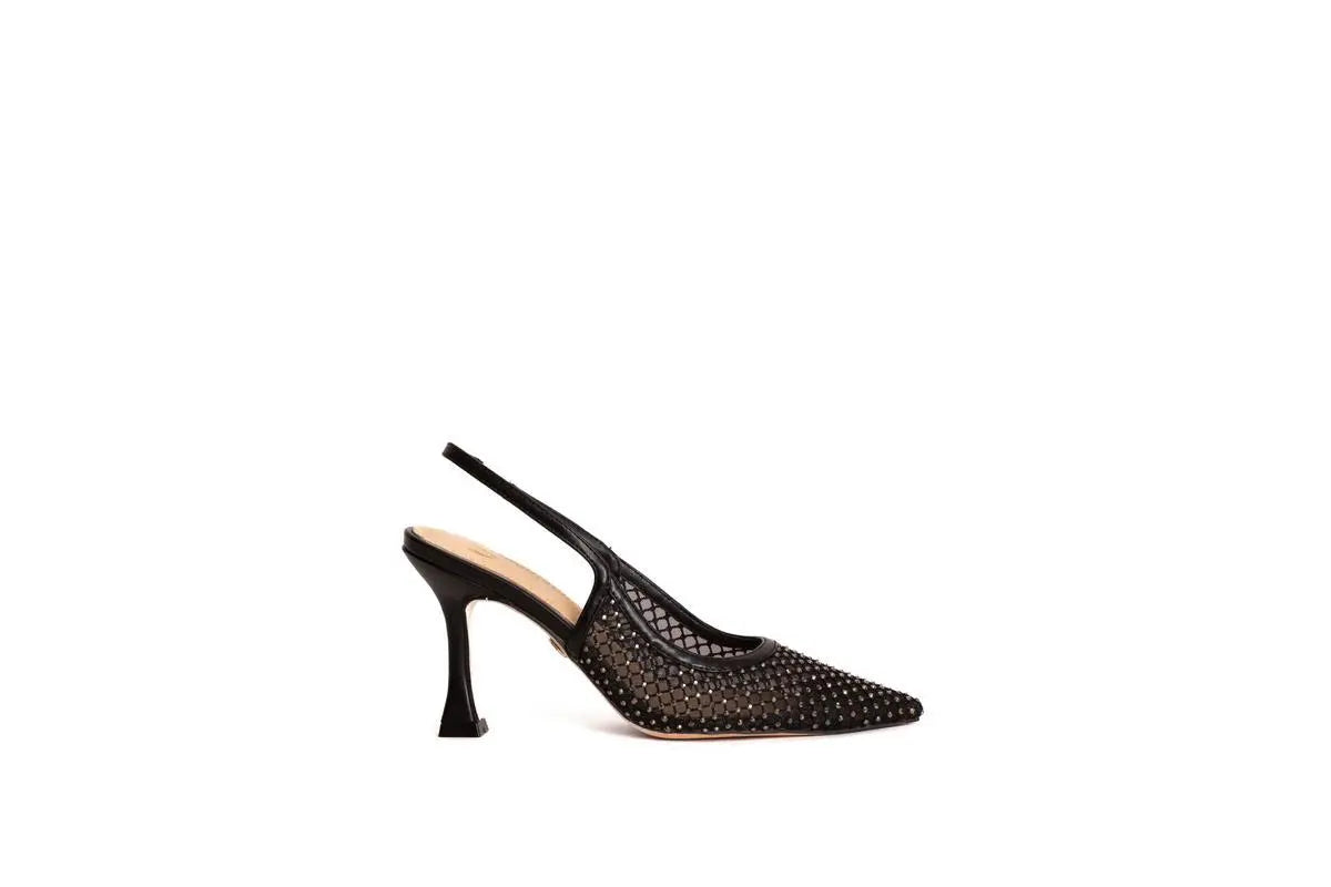GD200 SLINGBACK CON STRASS NERO GOLD&GOLD