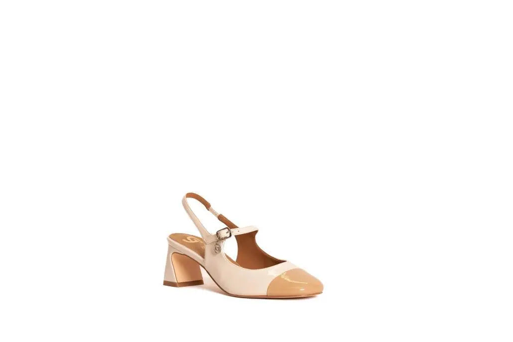 GD219 SLINGBACK PUNTA BICOLORE CREMA GOLD&GOLD