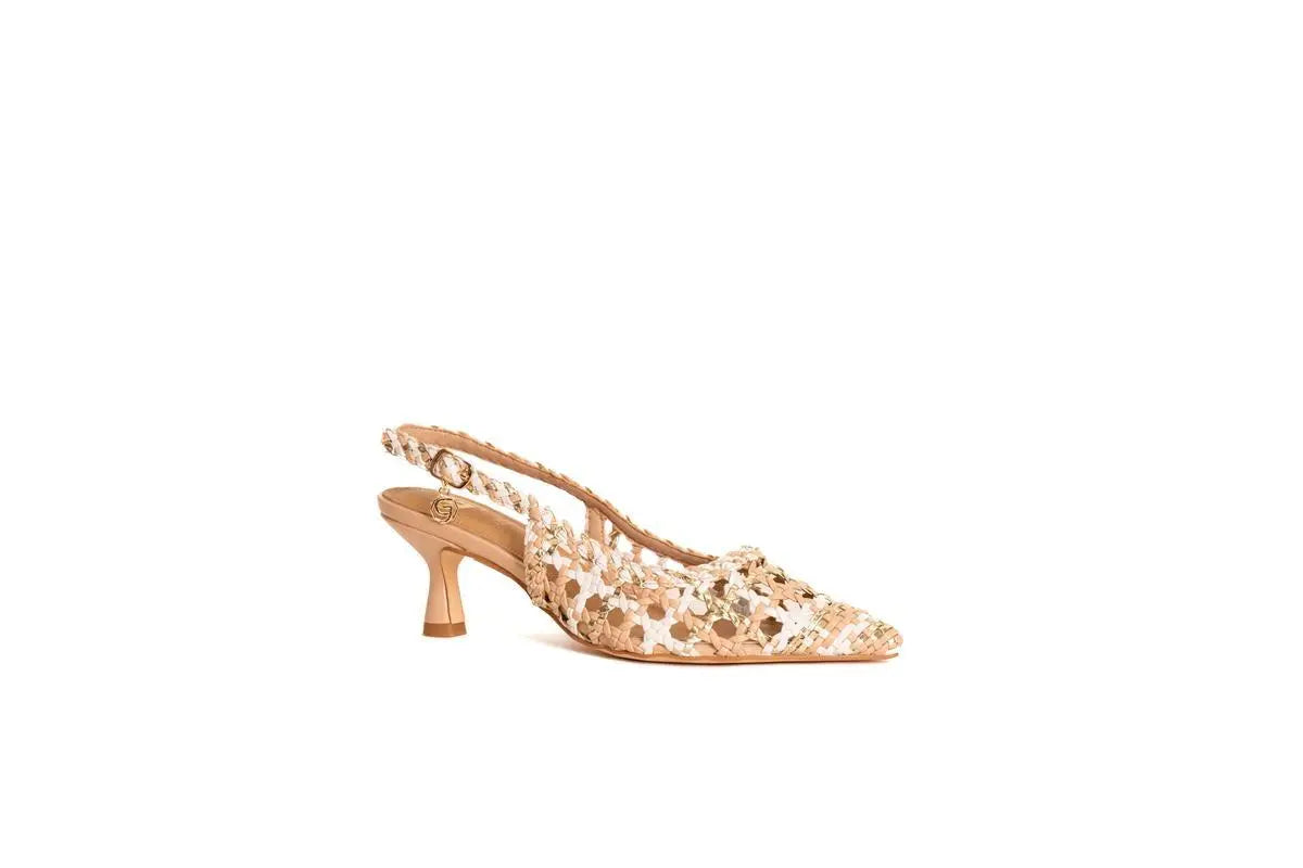 GD246 SLINGBACK INTRECCIATA NUDE GOLD&GOLD