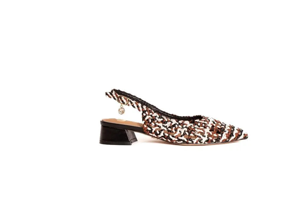 GD247 SLINGBACK INTRECCIATA MARRONE GOLD&GOLD