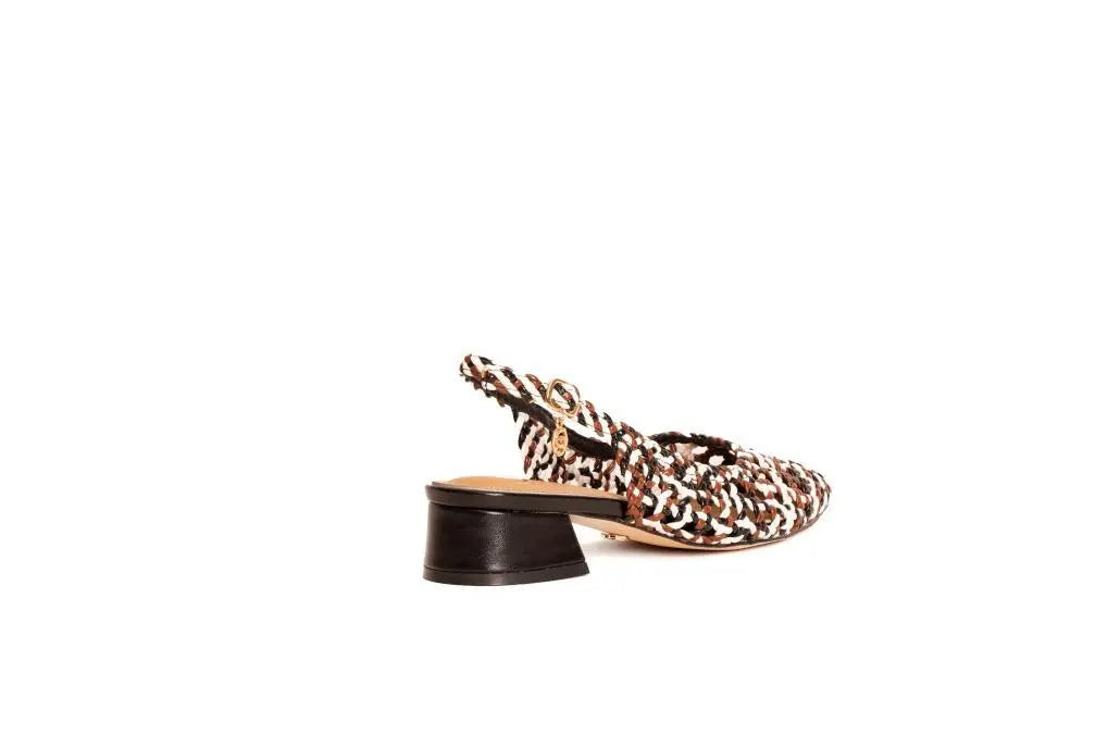 GD247 SLINGBACK INTRECCIATA MARRONE GOLD&GOLD