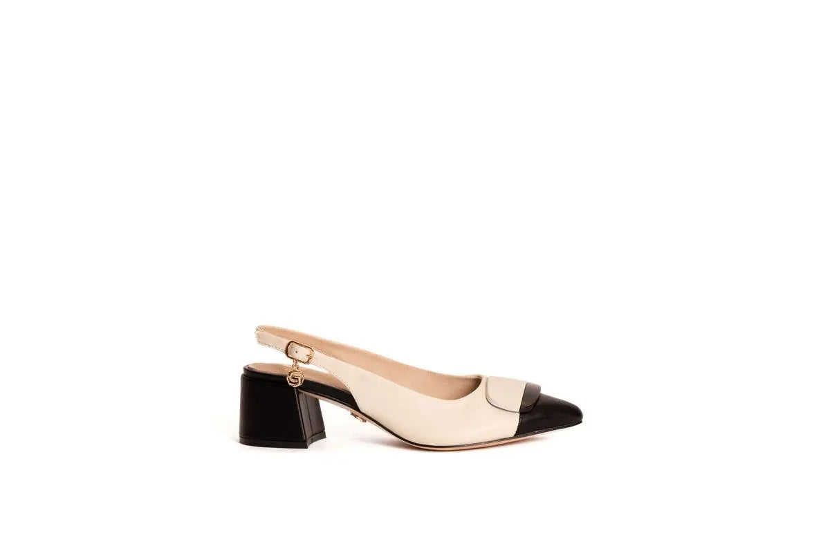 GD269 SLINGBACK CON PUNTA A CONTRASTO NERO GOLD&GOLD