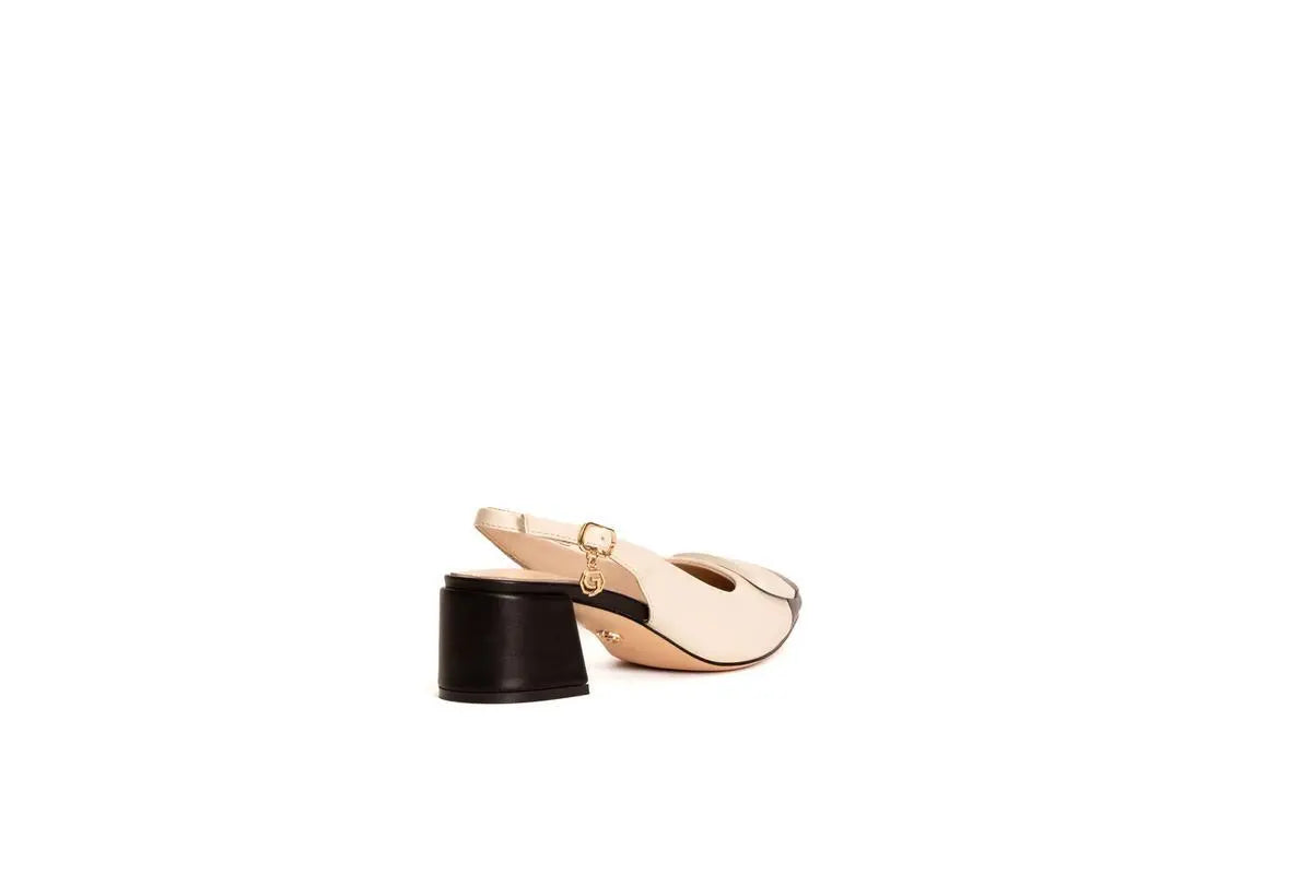 GD269 SLINGBACK CON PUNTA A CONTRASTO NERO GOLD&GOLD
