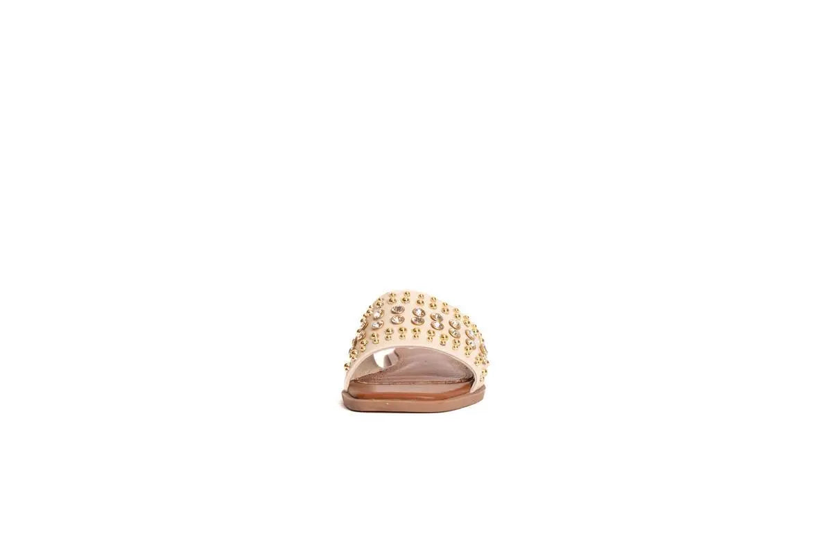 GH56 CIABATTA CON BORCHIE E STRASS BEIGE GOLD&GOLD