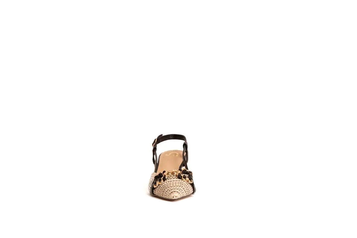 GK203 SLINGBACK CON ACCESSORI NERO GOLD&GOLD