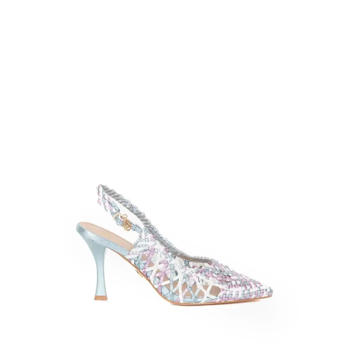 GK253 SLINGBACK INTRECCIATA SCARPA DONNA BIA/PINK/BLU GOLD&GOLD