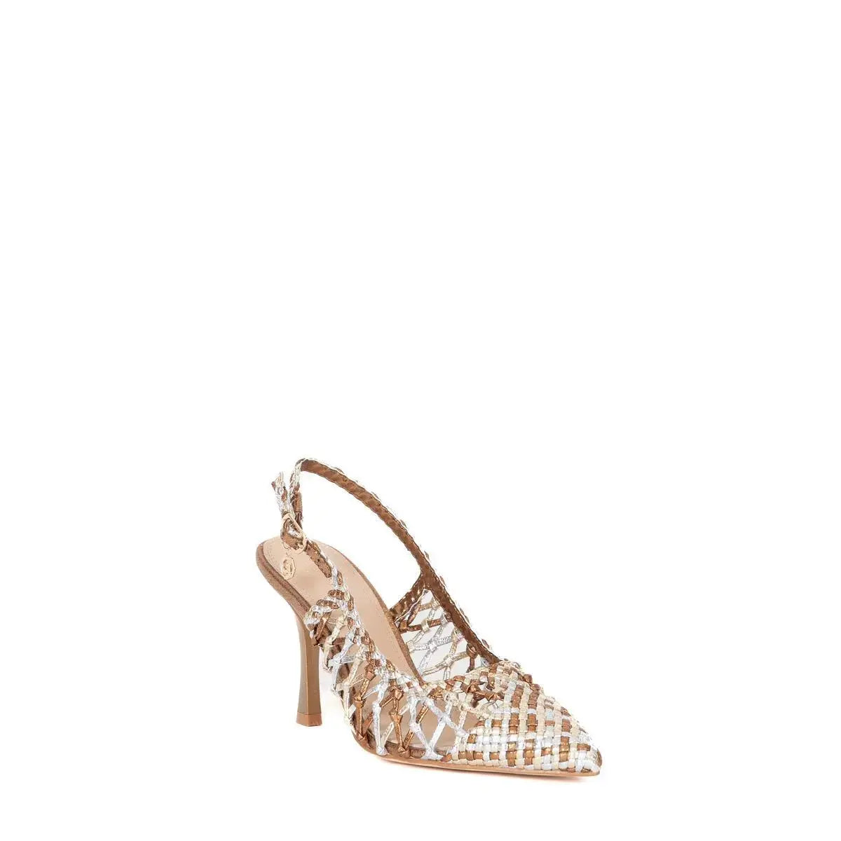 GK253 SLINGBACK INTRECCIATA SCARPA DONNA MULTI ORO GOLD&GOLD