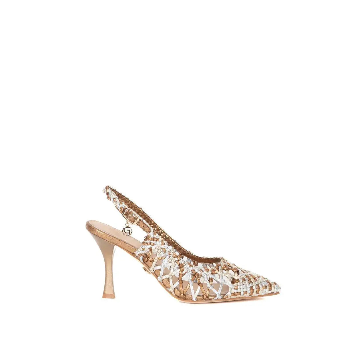 GK253 SLINGBACK INTRECCIATA SCARPA DONNA MULTI ORO GOLD&GOLD