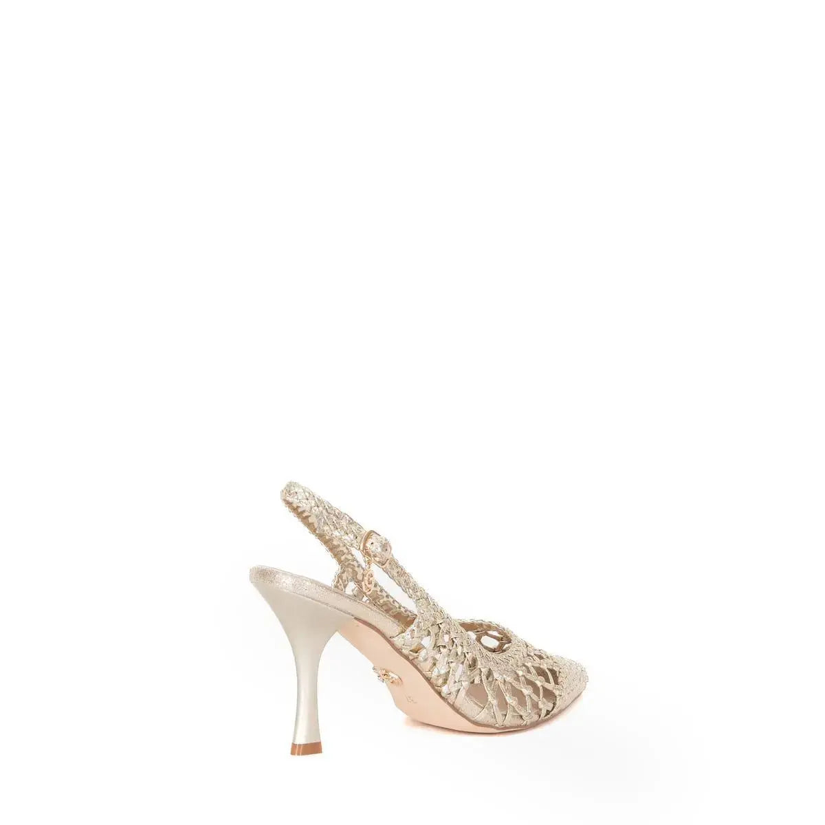 GK253 SLINGBACK INTRECCIATA SCARPA DONNA ORO GOLD&GOLD