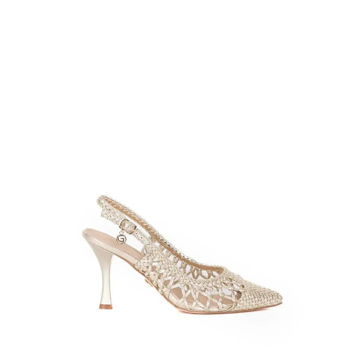 GK253 SLINGBACK INTRECCIATA SCARPA DONNA ORO GOLD&GOLD