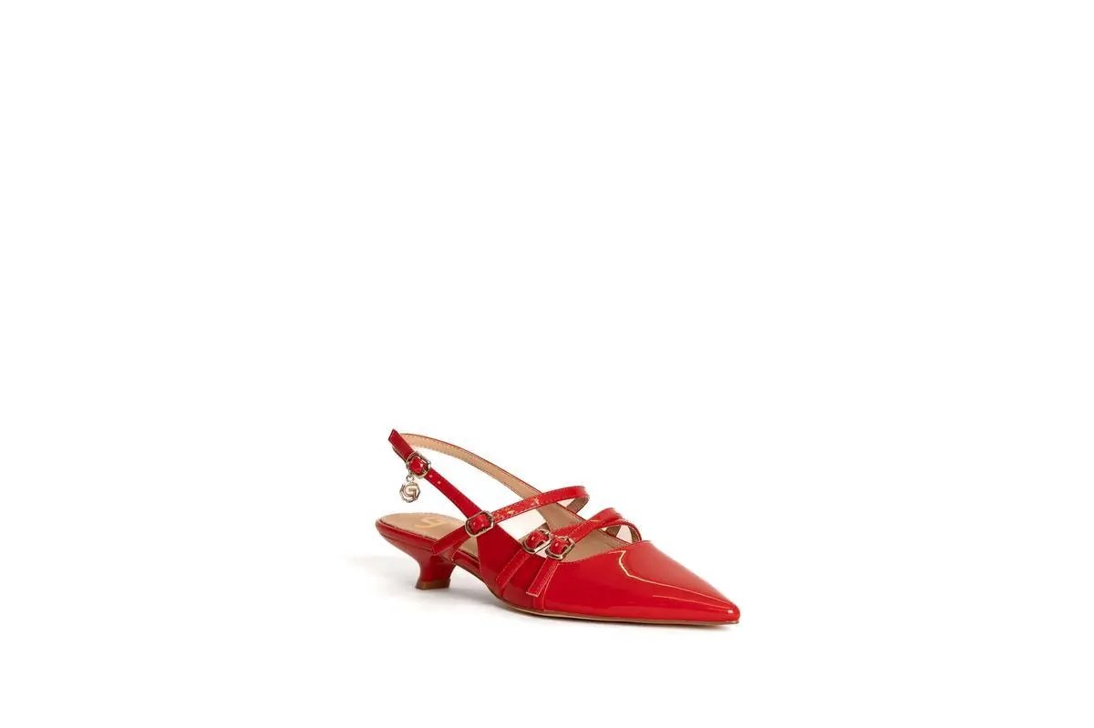 GO18 SLINGBACK TRIPLO CINTURINO ROSSO GOLD&GOLD