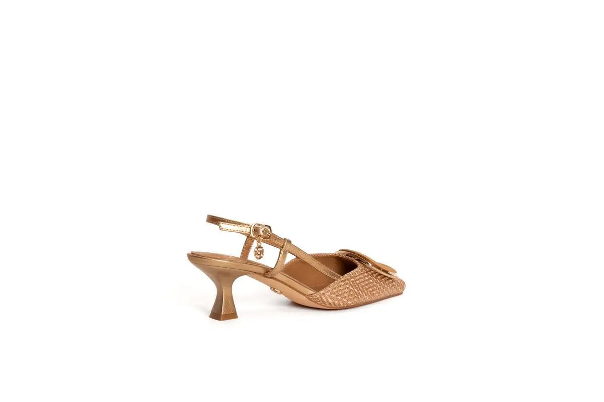 GP827 SLINGBACK CON ACCESSORIO CAMEL GOLD&GOLD