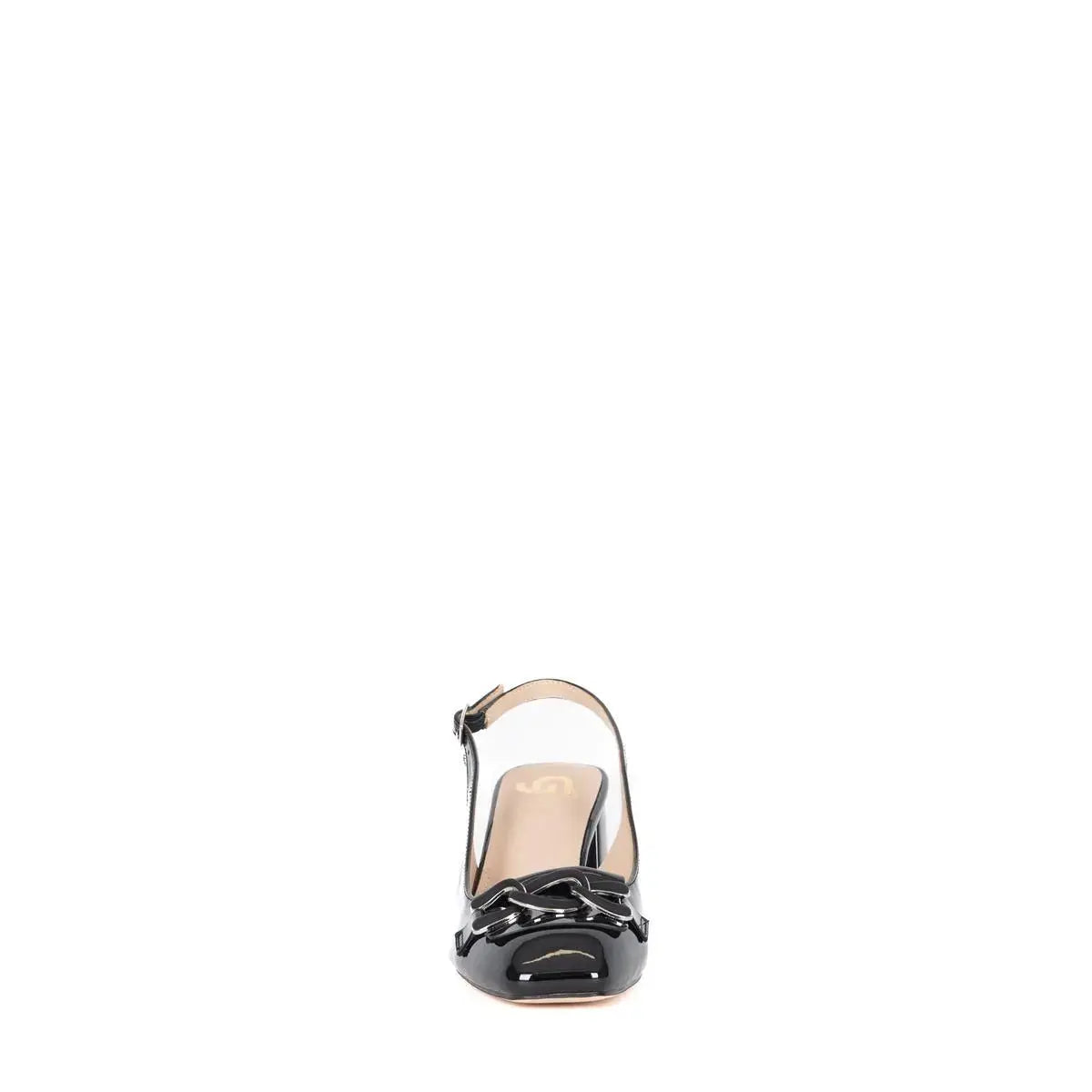 GP961 SLINGBACK TACCO LARGO NERO GOLD&GOLD