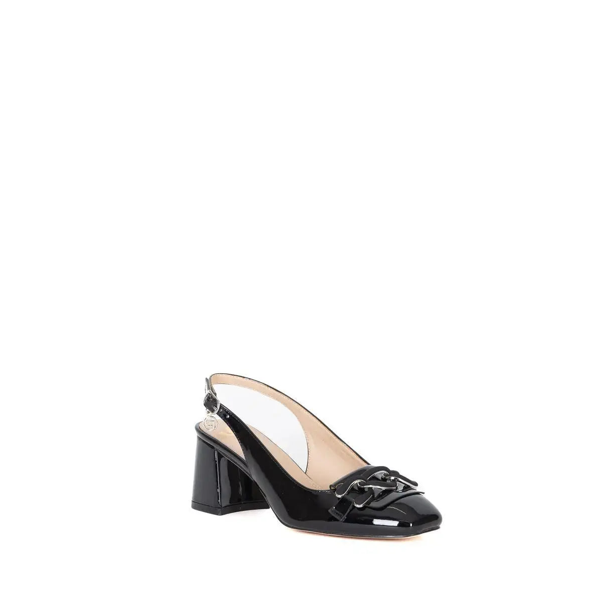 GP961 SLINGBACK TACCO LARGO NERO GOLD&GOLD