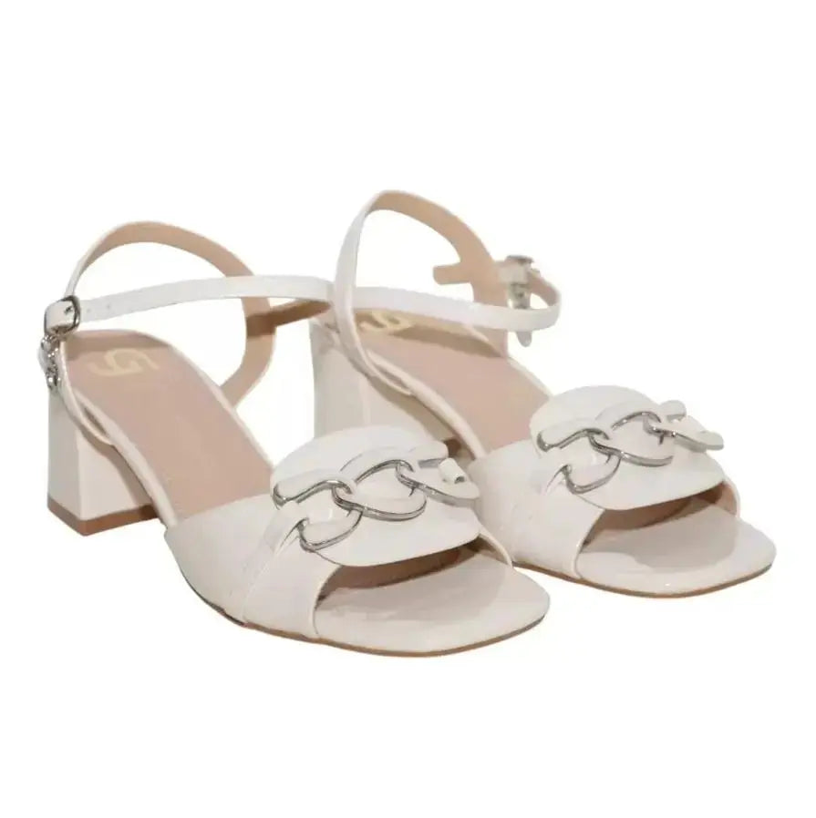 GP963 SANDALO TACCO QUADRO BEIGE GOLD&GOLD