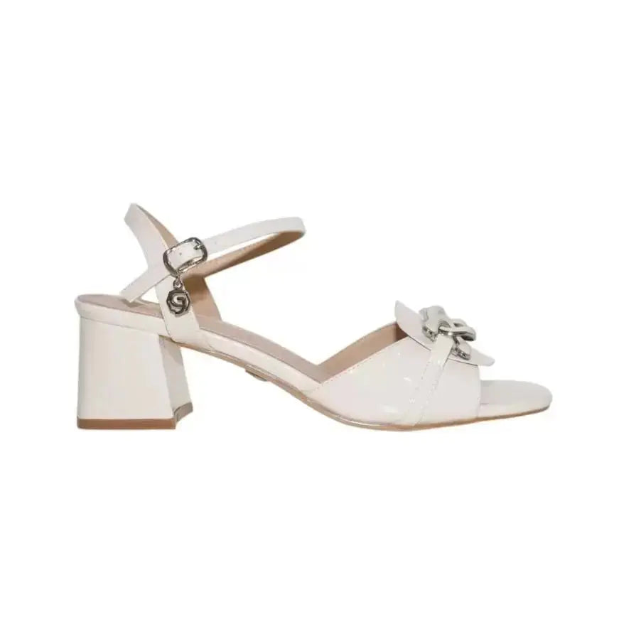 GP963 SANDALO TACCO QUADRO BEIGE GOLD&GOLD