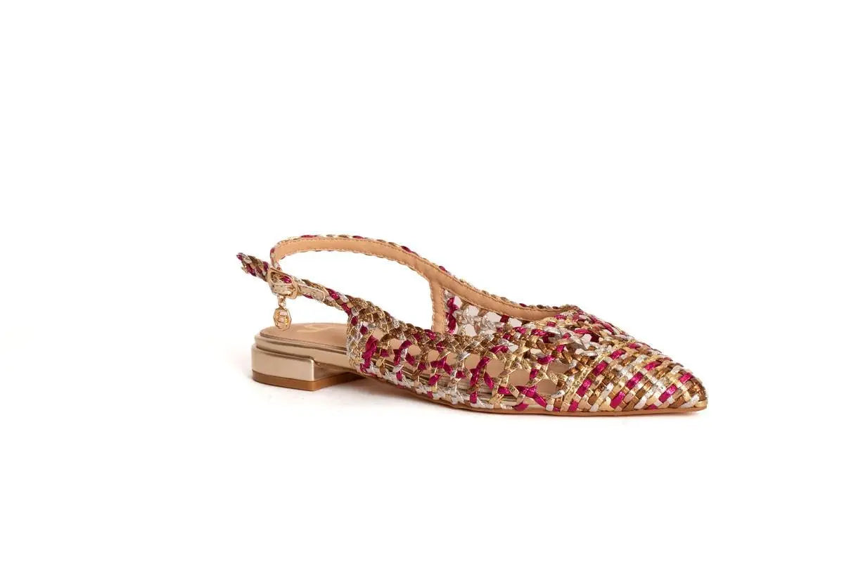 GV52 SLINGBACK INTRECCIATA MULTICOLOR GOLD&GOLD