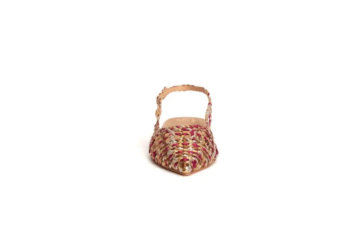 GV52 SLINGBACK INTRECCIATA MULTICOLOR GOLD&GOLD