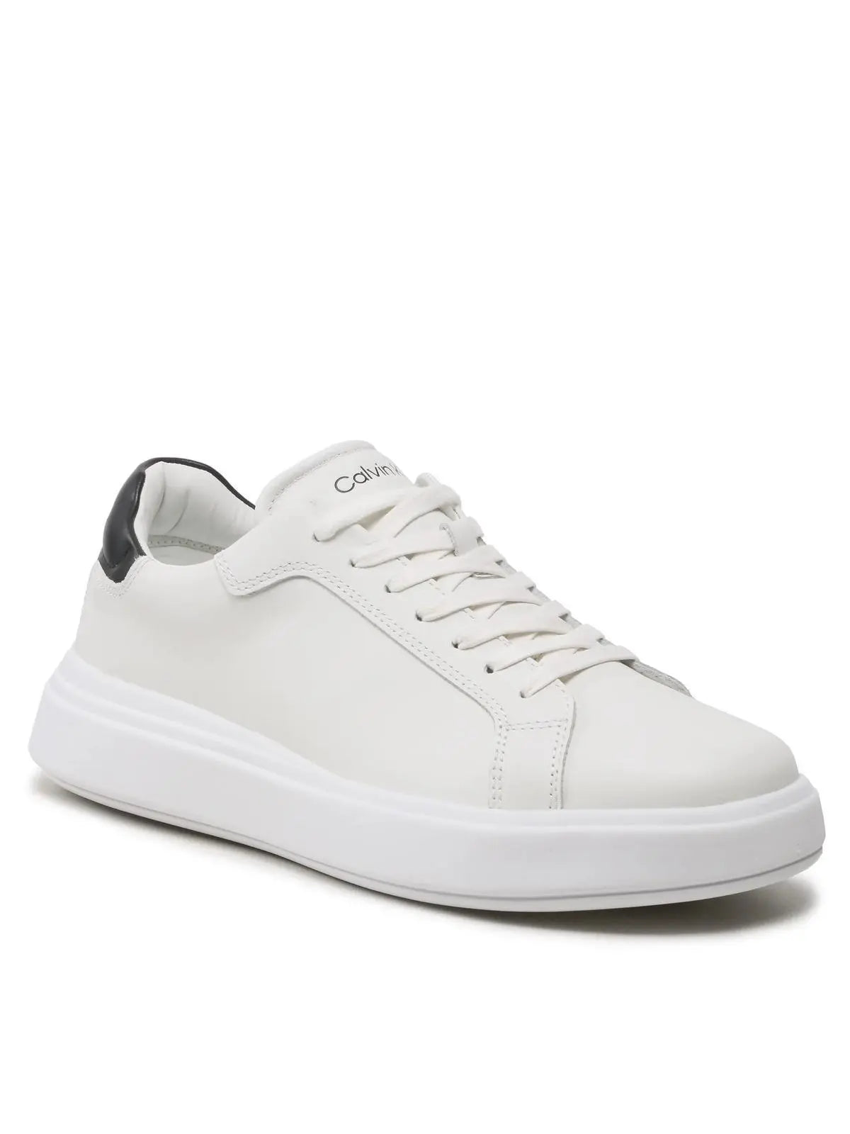 HM0HM01016 LOW TOP LACE UP LTH BIANCO/NERO CALVIN KLEIN