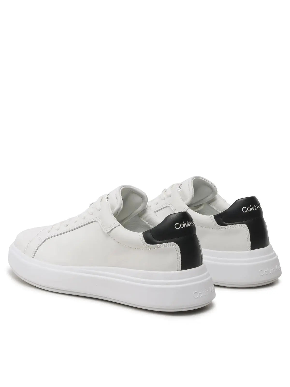 HM0HM01016 LOW TOP LACE UP LTH BIANCO/NERO CALVIN KLEIN