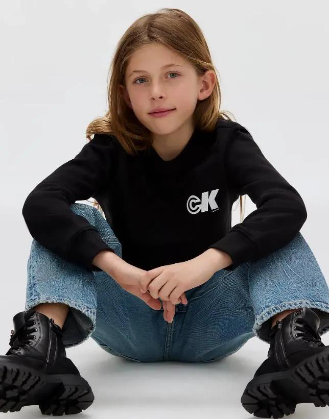 IB0IB02545T SEASONAL CK TERRY CREWNECK NERO CALVIN KLEIN