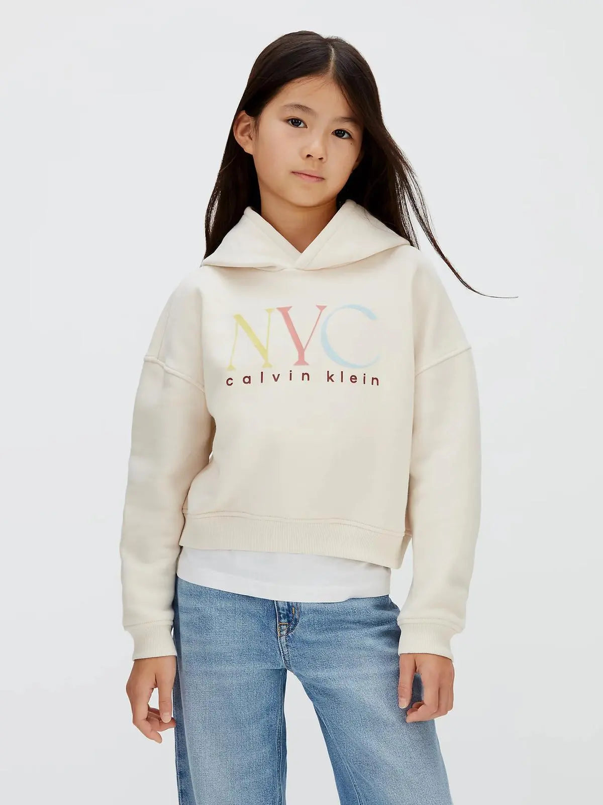 IG0IG03015T NYC GRAPHIC FLEECE HOODIE BEIGE CALVIN KLEIN