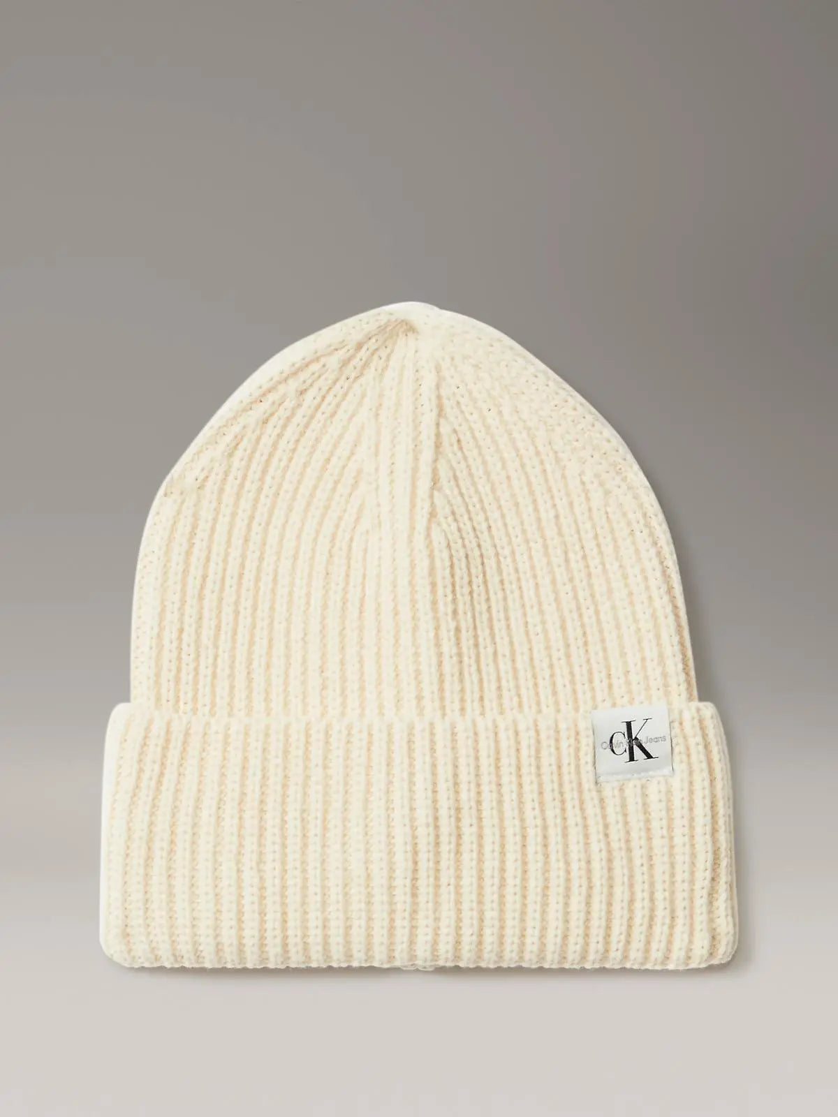 IU0IU00440 MONOGRAM RIB BEANIE BEIGE CALVIN KLEIN