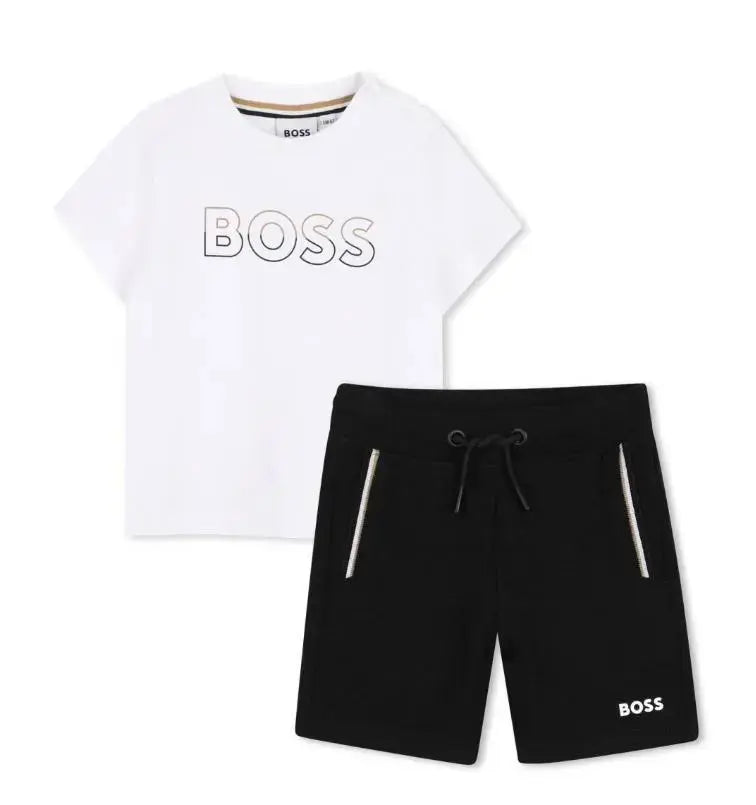 J52846 COMPLETO T-SHIRT + BERMUDA NERO BOSS