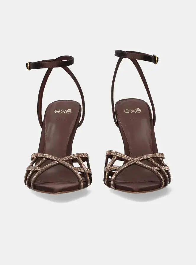 JOY-959 SHOES WITH STRASS MARRONE EXE