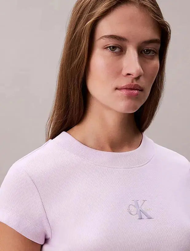 LV047AB802 MONOLOGO BABY RIB TEE LILLA CALVIN KLEIN