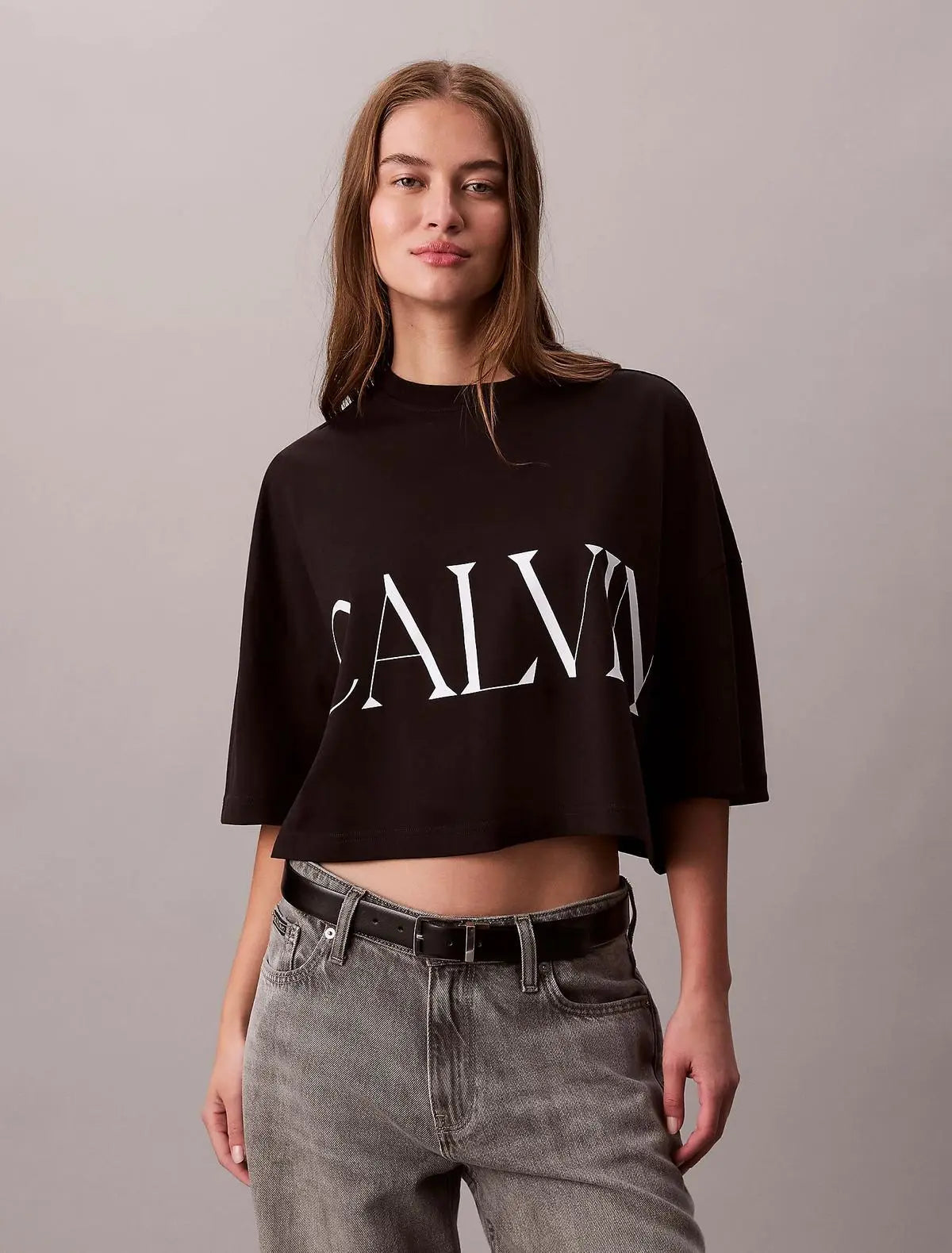 LV047D206G SS CALVIN KLEIN CROPPED GRAPHIC NERO CALVIN KLEIN