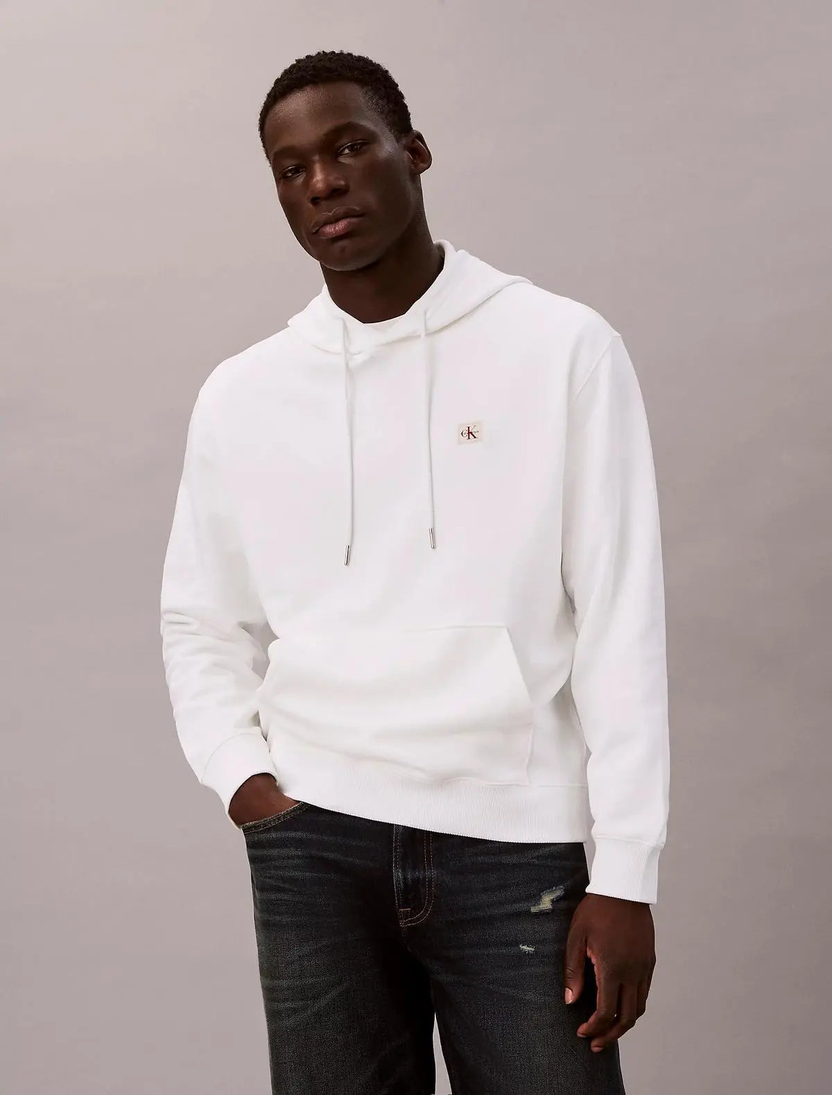 LV04RC274G LS EU 350TERRY HOODIE BIANCO CALVIN KLEIN