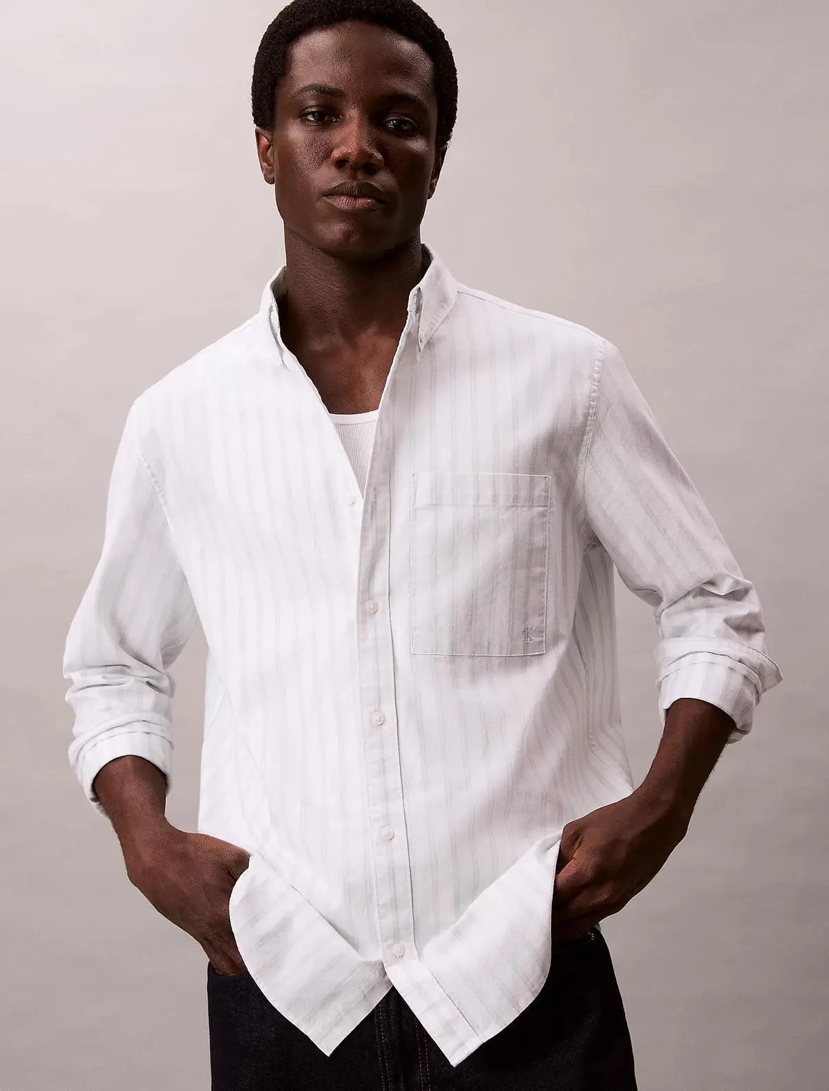 LV04RD109G LS STR.OXFORD CLASS.SHIRT BIANCO CALVIN KLEIN