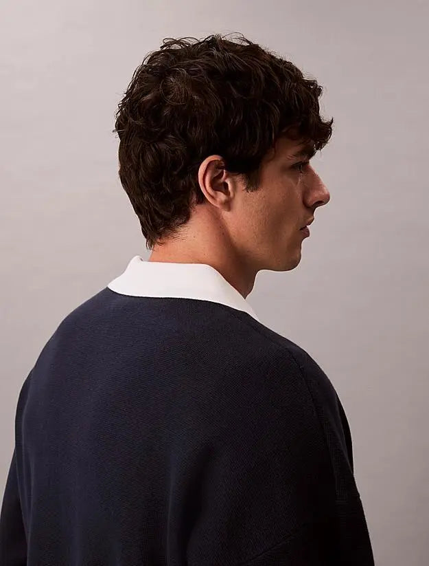 LV04RD303G LS SOLID OVERSIZED JOHNNY COLLAR BLU SCURO CALVIN KLEIN