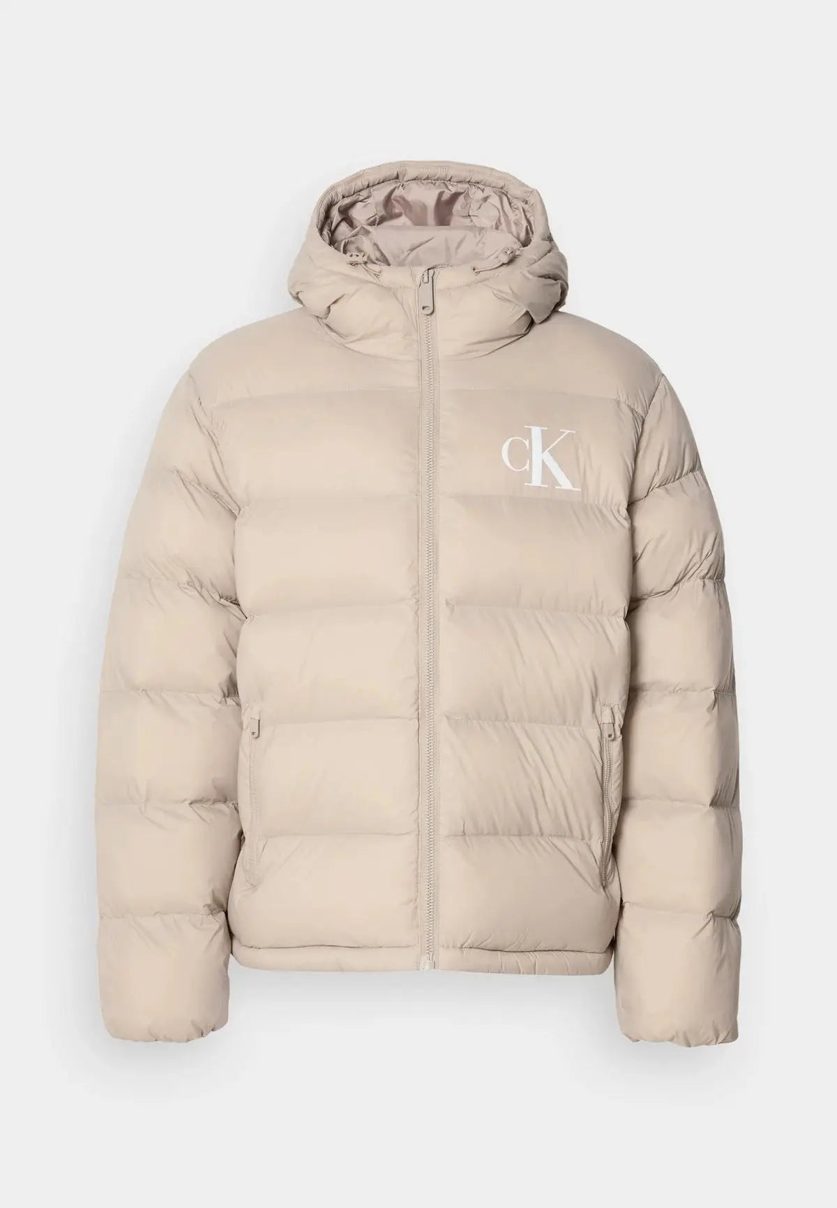 LV04RD528G LS NYLON MONOGRAM PUFFER JKT CREMA CALVIN KLEIN