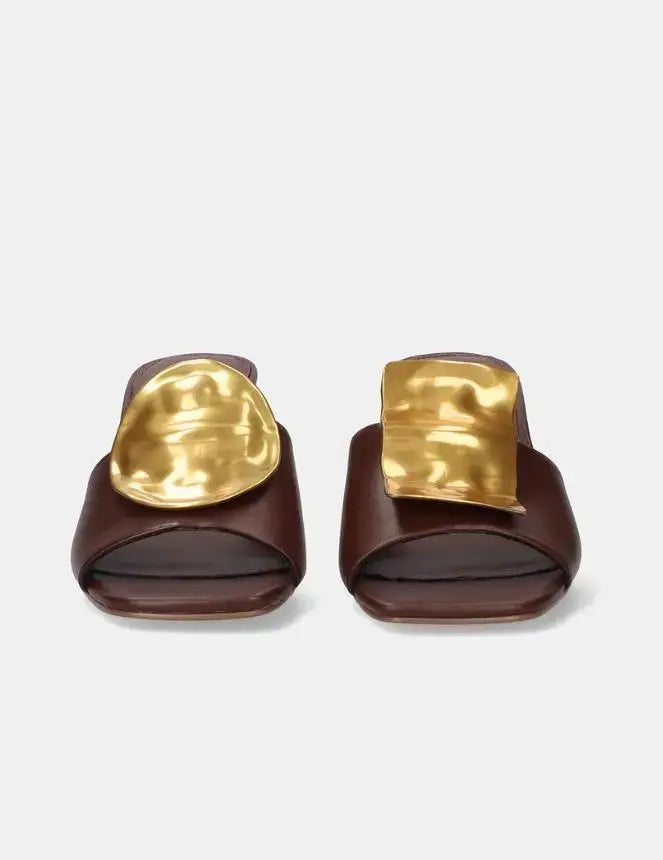 NINA-212 SHOES MARRONE E ORO EXE