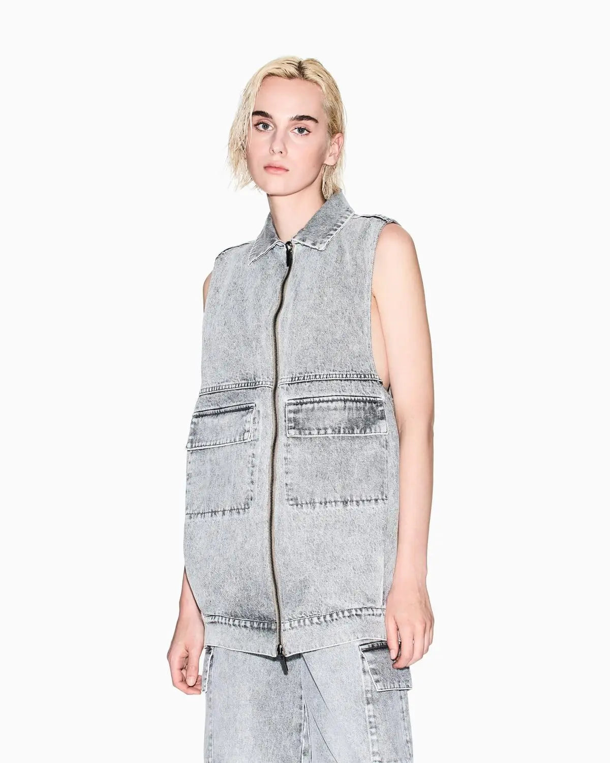 XW001401 AF16176 GIACCA SENZA MANICHE TORTORA/GRIGIO ARMANI