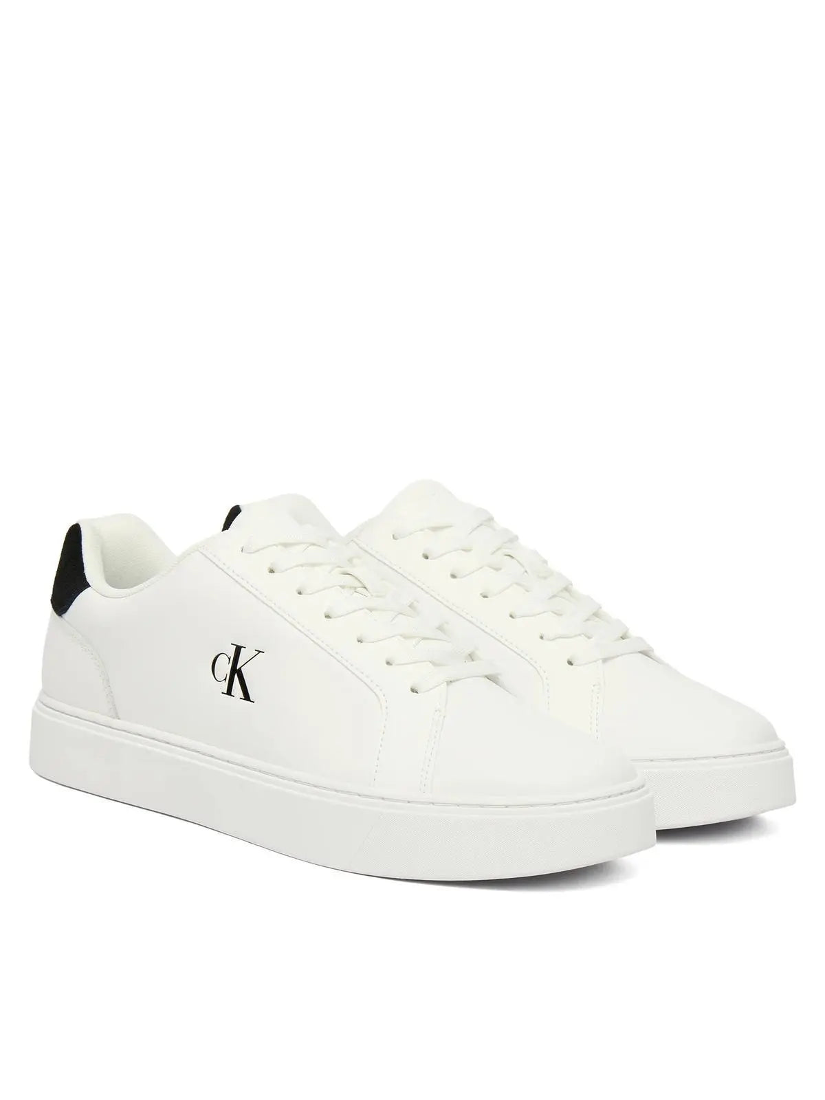 YM0YM01435 CLASSIC CUPSOLE LACEUP LTH BIANCO/NERO CALVIN KLEIN